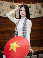 Áo dài, học sinh, sinh viên, con gái, cô gái, girl, phụ nữ, lá cờ, cờ, khăn rằn, Việt Nam, VietNam, Vietnamese 15
