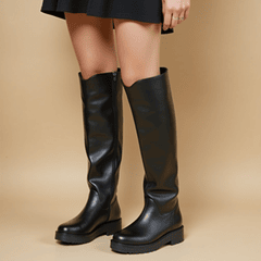 Bốt cao cổ, knee-high boots, da, leather, phong cách, fashion, cổ điển, classic, nền trung tính, neutral background 3