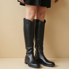 Bốt cao cổ, knee-high boots, da, leather, phong cách, fashion, cổ điển, classic, nền trung tính, neutral background 2