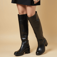 Bốt cao cổ, knee-high boots, da, leather, phong cách, fashion, cổ điển, classic, nền trung tính, neutral background 1