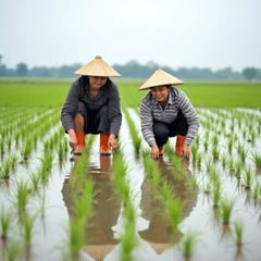 Nông dân, farmer, cấy lúa, rice planting, nón lá ,conical hat, ruộng nước, flooded field, nông nghiệp, agriculture, 3