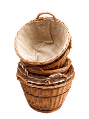 Giỏ mây tre, wicker basket, thủ công, handmade, có quai, with handle, lót vải bố, burlap lined, truyền thống, traditional - garten-gg