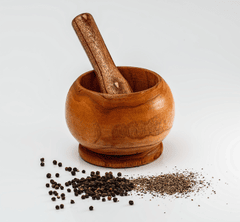 Cối, mortar, gỗ, tiêu, peppercorn, hạt, bột, powder, chày, dụng cụ bếp - stevepb