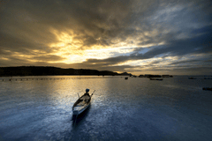 Thuyền gỗ, wooden boat, bình minh, sunrise, mặt nước, water surface, phong cảnh, landscape- Quangpraha 8