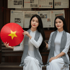 Áo dài, sinh viên, con gái, cô gái, girl, phụ nữ, lá cờ, cờ, khăn rằn, Việt Nam, VietNam, Vietnamese 1