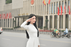 Thiếu nữ, young woman, cô gái, girl, áo dài, vietnamese dress, patriotism, lòng yêu nước, cờ đỏ, red flag - Felix Young 13