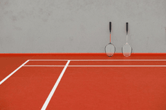 Cầu lông, badmintone, vợt cầu lông, badminton racket, shuttlecock, red court, sân đỏ, white line, đường trắng, sport, thể thao  - SHVETS production