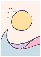 Mountain, núi, pastel, nhẹ nhàng, sun, mặt trời, mây, cloud, illustration, minh họa, minimalist, tối giản- yayangart 6