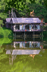 Nhà sàn, hồ, sông, stilt house, lake, river -TieuBaoTruong