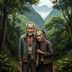Ở núi rừng Tây Nguyên có hai vợ chồng già nghèo, chưa có con.....