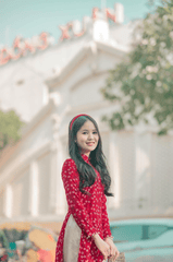 Cô gái, con gái, thiếu nữ, girl, Việt Nam, áo dài, truyền thống, traditional, đỏ - Toàn Văn 3