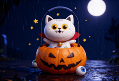 Lễ hội hóa trang, bí đỏ, mèo, con ma, kinh dị, 3D, halloween, pumpkin, cat, ghost, horror,