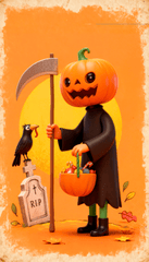 Lễ hội hóa trang, thần chết, bí đỏ, kinh dịnh, 3D, carnival, grim reaper, pumpkin, horror