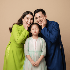 Gia đình, bố mẹ và con, Việt Nam, áo dài, truyền thống, family, parents and children, Vietnam, ao dai, traditional 2