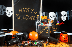 Dụng cụ, trang trí hallowen, lễ hội hóa trang, bí đỏ, bóng bay, ly cốc, tools, halloween decorations, masquerade, pumpkins, balloons, cups - 1