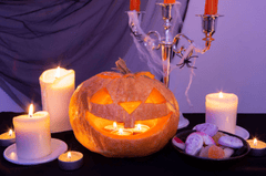 Bánh kem, bàn tiệc, lễ hội hóa trang, không khí halloween, cake, orange juice, party table, carnival, halloween atmosphere - G-tydus 3
