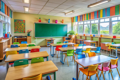 Lớp học, trường học, bàn ghế, học tập, dụng cụ học tập, giáo dục, classroom, school, desks and chairs, study, school supplies, education - J.Hen 3