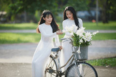 Thiếu nữ, cô gái, áo dài, truyền thống, xe đạp, young lady, girl, ao dai, tradition, bicycle - Phát trương 7