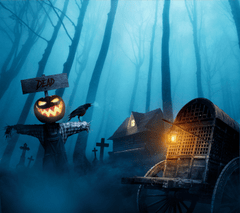 Halloween, khung cảnh halloween, bí đỏ, ngôi mộ, kinh dị, halloween scene, pumpkin, grave, horror - MinhLe