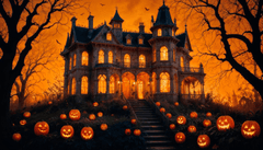 Halloween, khung cảnh halloween, kinh dị, lâu đài, bí đỏ, lễ hội, halloween scene, horror, castle, pumpkin, festival - Emmy 2