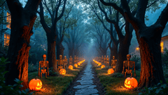Halloween, khung cảnh halloween, kinh dị, lâu đài, bộ xương, lễ hội, halloween scene, horror, castle, skeleton, festival- Emmy 3