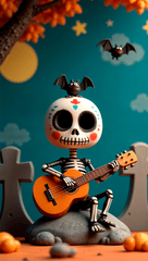 Halloween, bộ xương người, đầu lâu, con ma, human skeleton, skull, ghost- ArtSpark 1