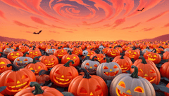 Halloween, khung cảnh halloween, bí đỏ, kinh dị, 3D, halloween scene, pumpkin, horror - Amme