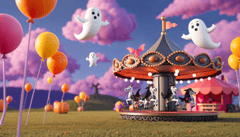 Halloween, khung cảnh halloween, bí đỏ, con ma, kinh dị, bay bổng, 3D, hallhalloween scene, pumpkin, ghost, horror, flying - MinhLe