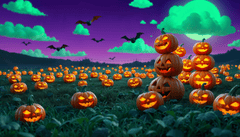 Halloween, khung cảnh halloween, bí đỏ, kinh dị, 3D, halloween scene, pumpkin, horror - Amme 1