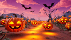 Halloween, khung cảnh halloween, bí đỏ, kinh dị, 3D, halloween scene, pumpkin, horror - Amme 2