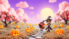 Halloween, khung cảnh halloween, bí đỏ, con ma, kinh dị, bay bổng, 3D, hallhalloween scene, pumpkin, ghost, horror, flying - MinhLe 1
