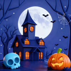 Halloween, lâu đài, bí đỏ, đầu lâu, 3D, castle, pumpkin, skull, - Alex