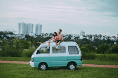 Cặp đôi, thanh xuân, tuổi trẻ, xe, màu hồng, hoàng hôn, couple, youth, young people, car, pink, sunset- Jupilu