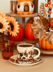 Halloween, ly, cốc sứ, dụng cụ trang trí halloween, bí đỏ, hoa khô, không gian, cups, ceramic mugs, halloween decorations, pumpkins, dried flowers, space-yasminizm