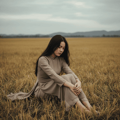 tạo hình ảnh người con gái buồn bên đồng cỏ vàng úa . Với...