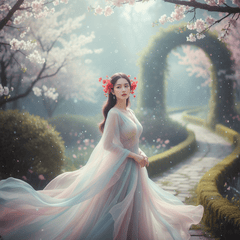 Cô gái Việt Nam đẹp như nàng thơ, có gắn hoa màu đỏ ở tai. Với...