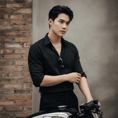 Prompt cho bạn nào cần: A cinematic photo of a stylish young East Asian man...