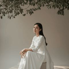 Tạo hình ảnh cô gái Việt Nam váy trắng, duyên dáng xinh đẹp....