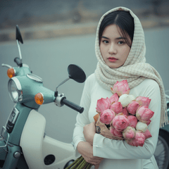 Tạo hình ảnh cô gái Việt Nam với tà áo dài trắng, với khăn ca...