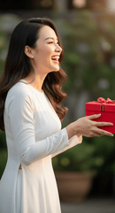 Tạo hình ảnh cô gái Việt Nam khoảng 30 tuổi, mặc váy trắng,...