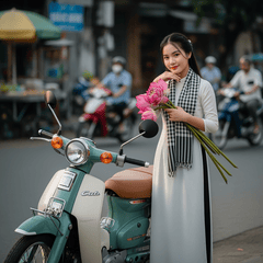 Tạo hình ảnh cô gái Việt Nam với tà áo dài trắng, với khăn ca...