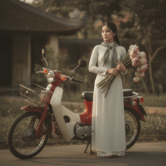 Tạo hình ảnh cô gái Việt Nam với tà áo dài trắng, với khăn ca...