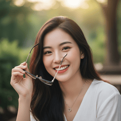 tạo ảnh cô gái 20 tuổi xinh xắn trắng trẻo,tháo kính ra và...