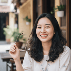 tạo ảnh cô gái 19 tuổi xinh xắn trắng trẻo,tháo kính ra và...