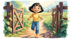 Mai.12-year-old girl.bangs.black hair.smiling.simple yellow shirt.simple...