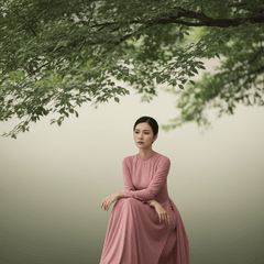 Tạo hình ảnh cô gái Việt Nam váy hồng, duyên dáng xinh...