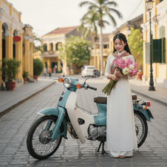 Tạo hình ảnh cô gái Việt Nam với tà áo dài trắng, với khăn ca...