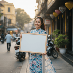 Cô gái cầm bảng, trên bảng ghi câu: chúc mừng sinh nhật , nếu...