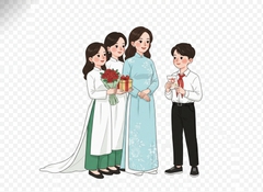 Hình ảnh các bạn học sinh đang tặng quà cho cô giáo. Với đặc...