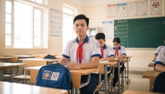 hình ảnh một nam học sinh Trung học Việt Nam ngồi trong lớp,...